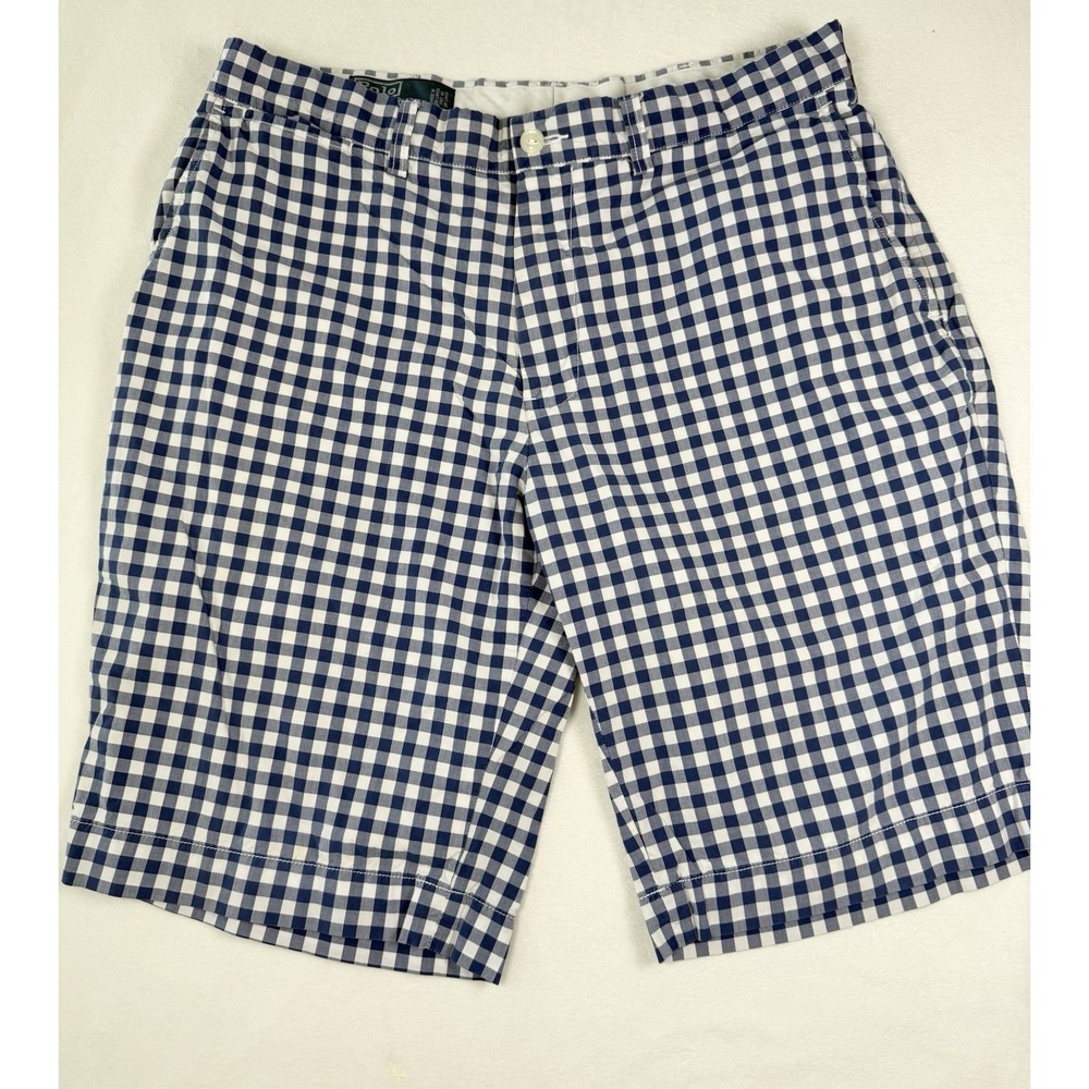 POLO Ralph Lauren Vtg Shorts Mens Sz 34 Blue White Checkered Check Preppy‎ Golf